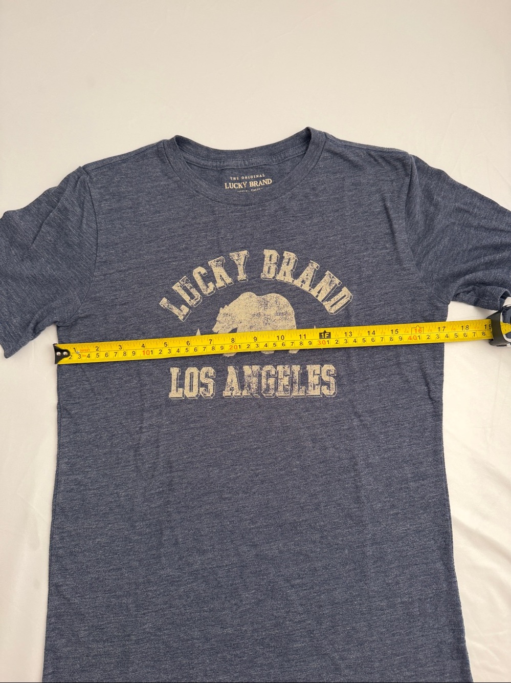 Lucky Brand heather blue soft crew neck short sleeve logo t-shirt - Picture 3 of 5